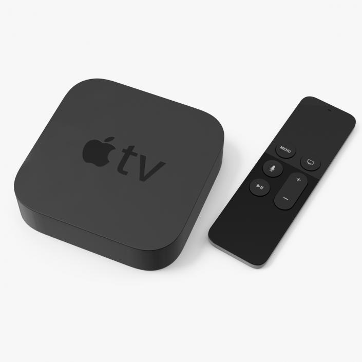 3D Apple TV with Remote Control model