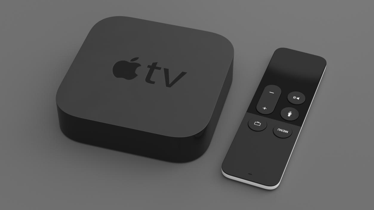 3D Apple TV with Remote Control model