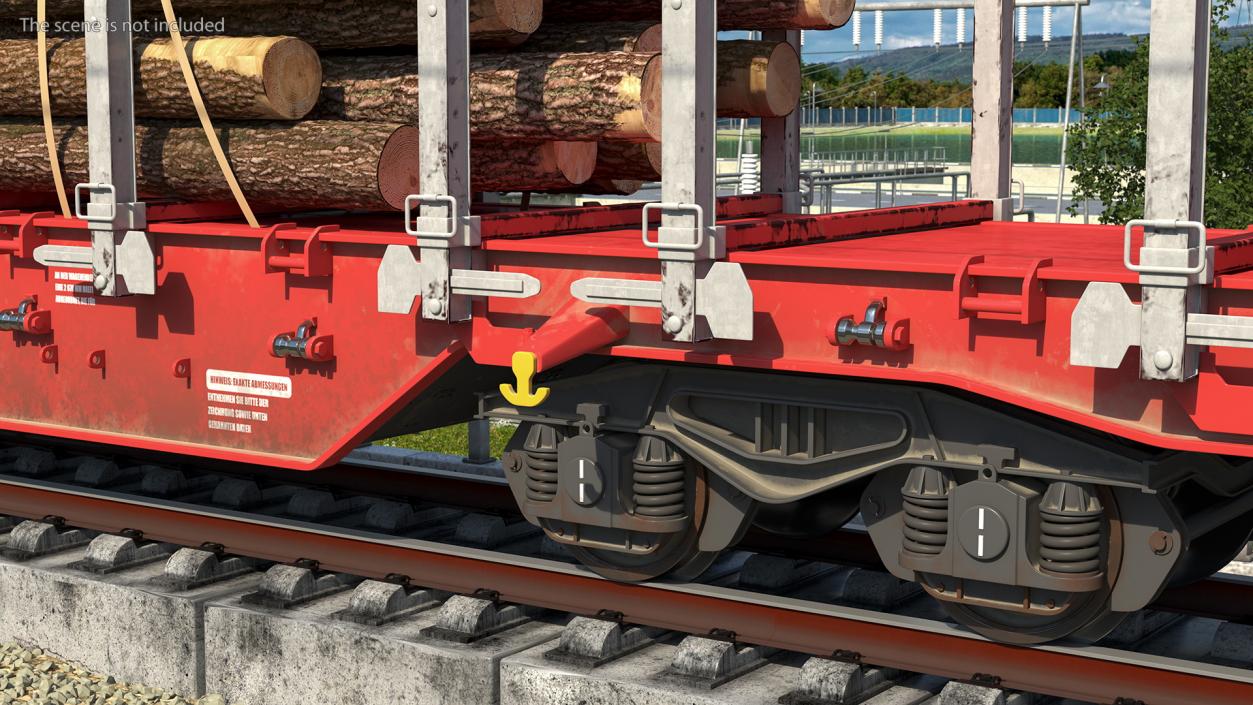 Locomotive Canadian Pacific with Stake Wagon with Logs 3D model