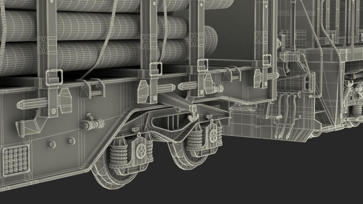 Locomotive Canadian Pacific with Stake Wagon with Logs 3D model