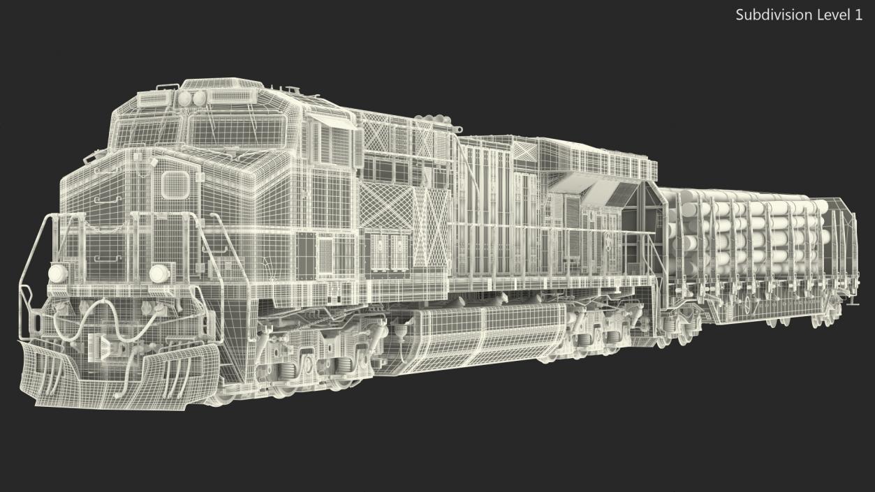 Locomotive Canadian Pacific with Stake Wagon with Logs 3D model