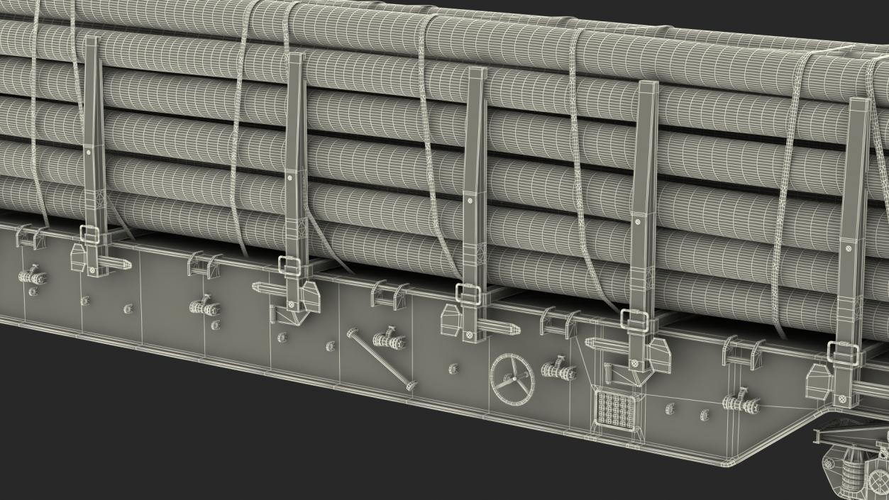 Locomotive Canadian Pacific with Stake Wagon with Logs 3D model