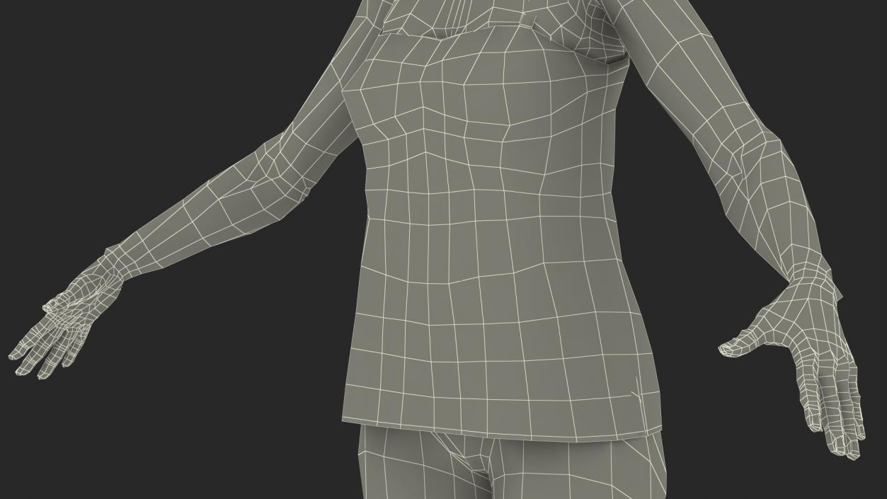 3D model Asian Grandma Wearing Pajamas Rigged for Cinema 4D