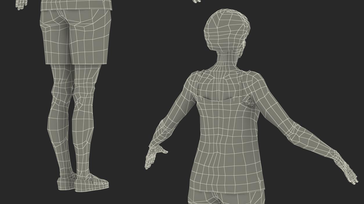 3D model Asian Grandma Wearing Pajamas Rigged for Cinema 4D