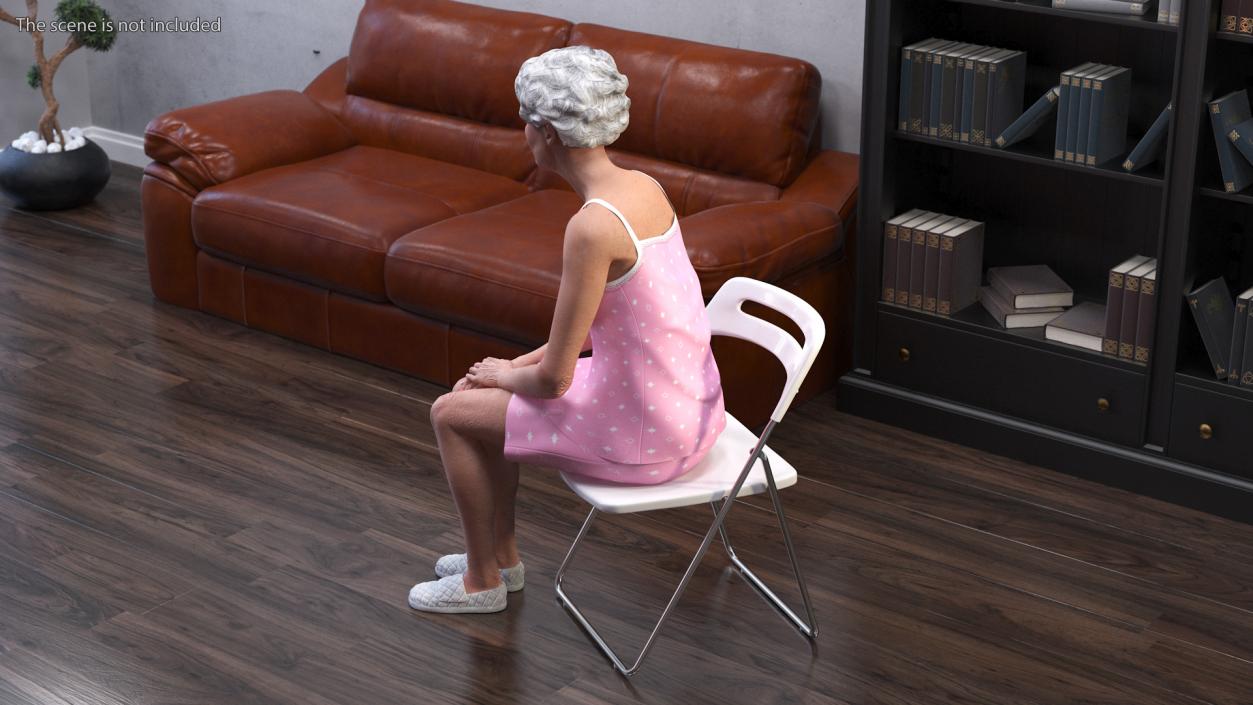 3D model Asian Grandma Wearing Pajamas Rigged for Cinema 4D