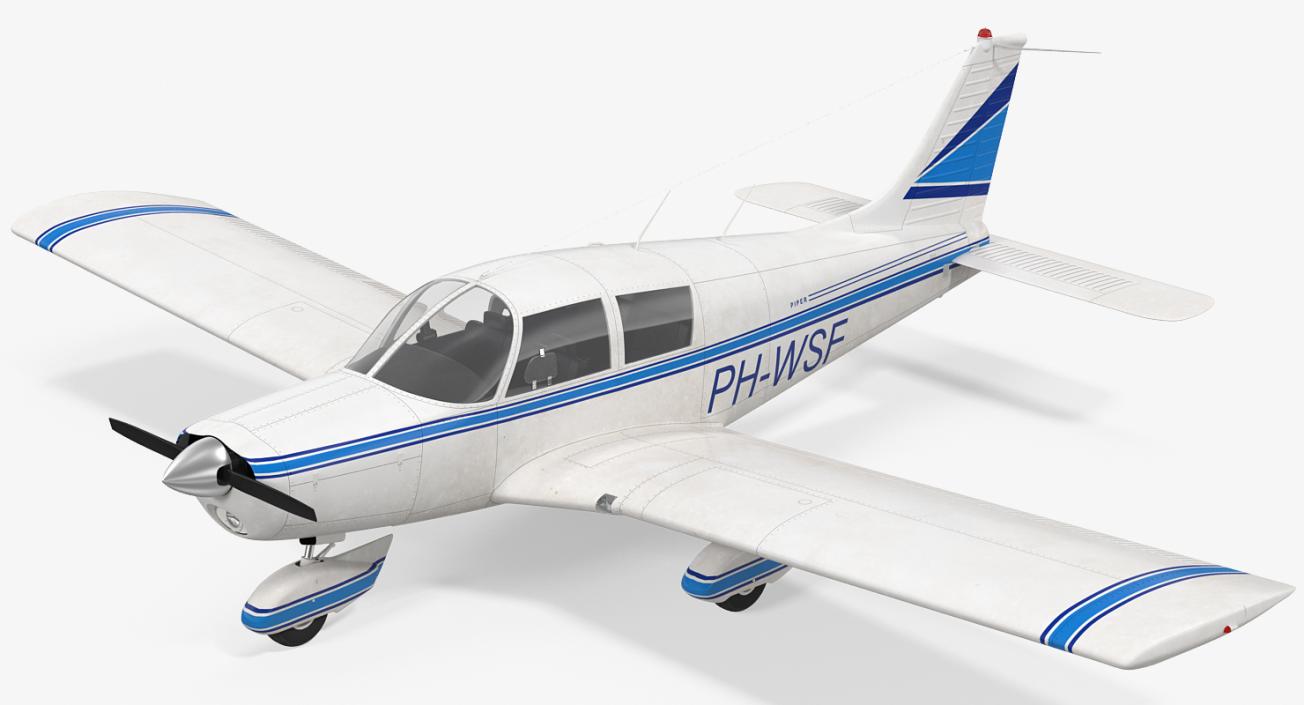 3D model Civil Utility Aircraft Piper PA 28 Cherokee Rigged