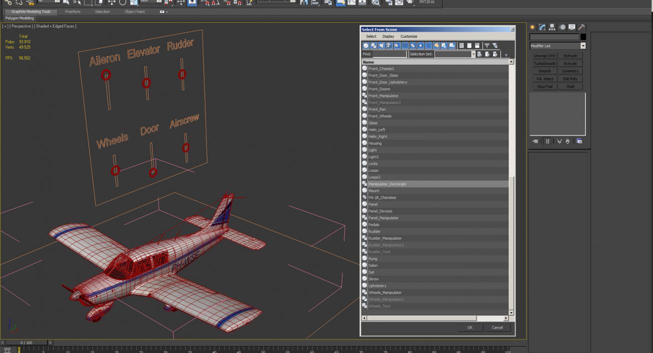 3D model Civil Utility Aircraft Piper PA 28 Cherokee Rigged