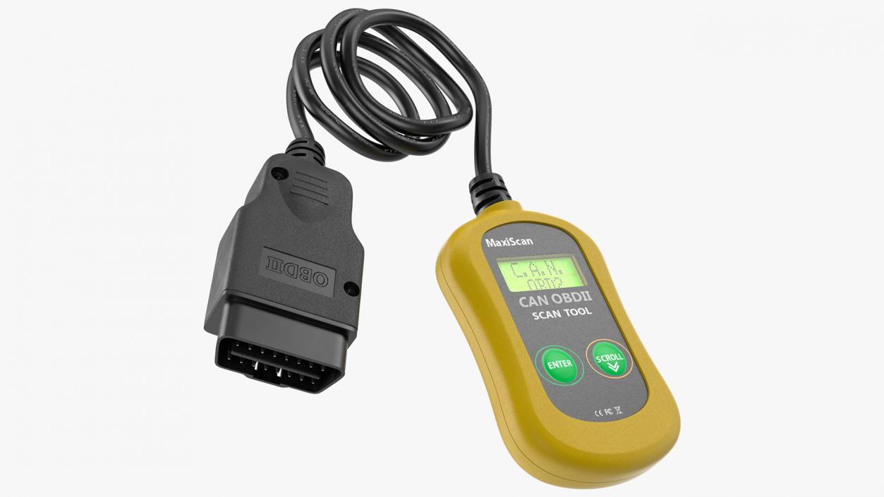 3D OBD2 Code Reader Yellow model