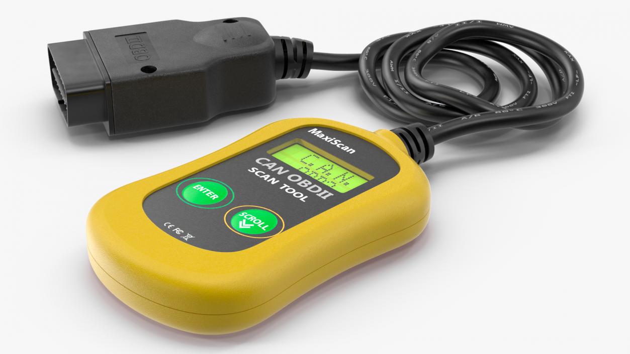 3D OBD2 Code Reader Yellow model