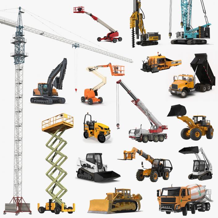 3D Construction Vehicles Rigged Big 3D Models Collection model