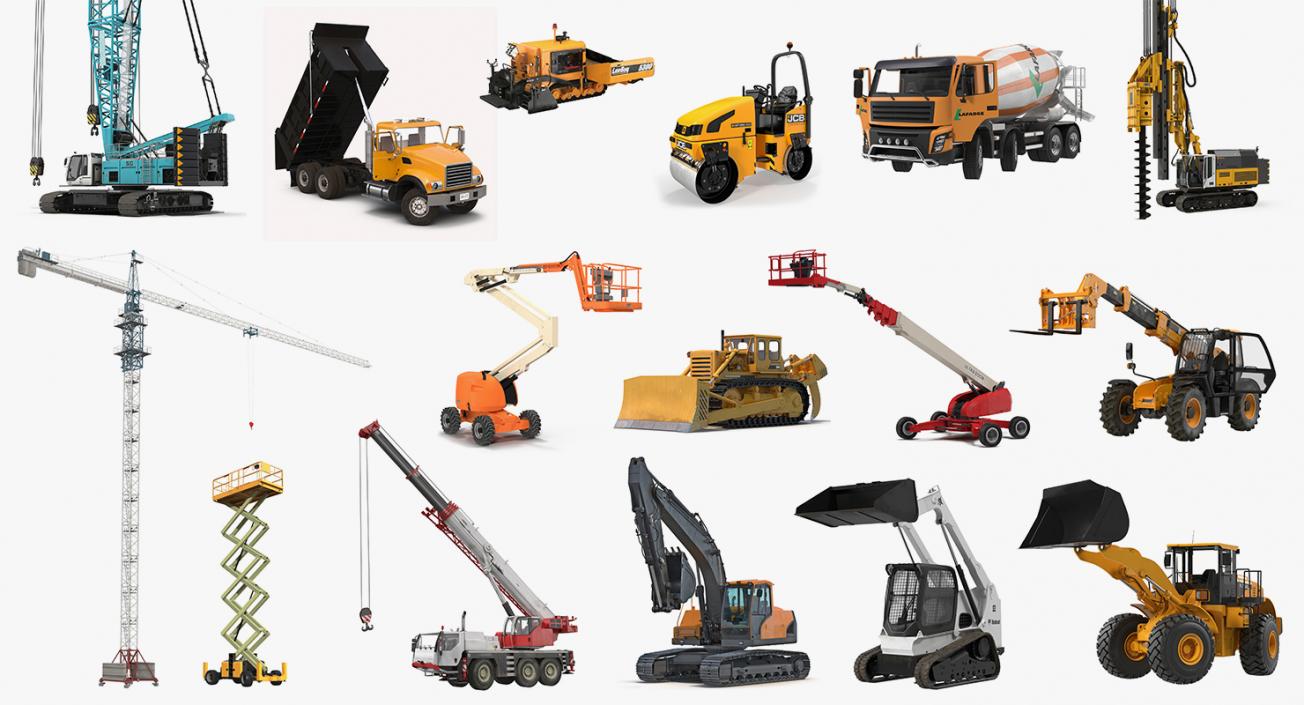 3D Construction Vehicles Rigged Big 3D Models Collection model