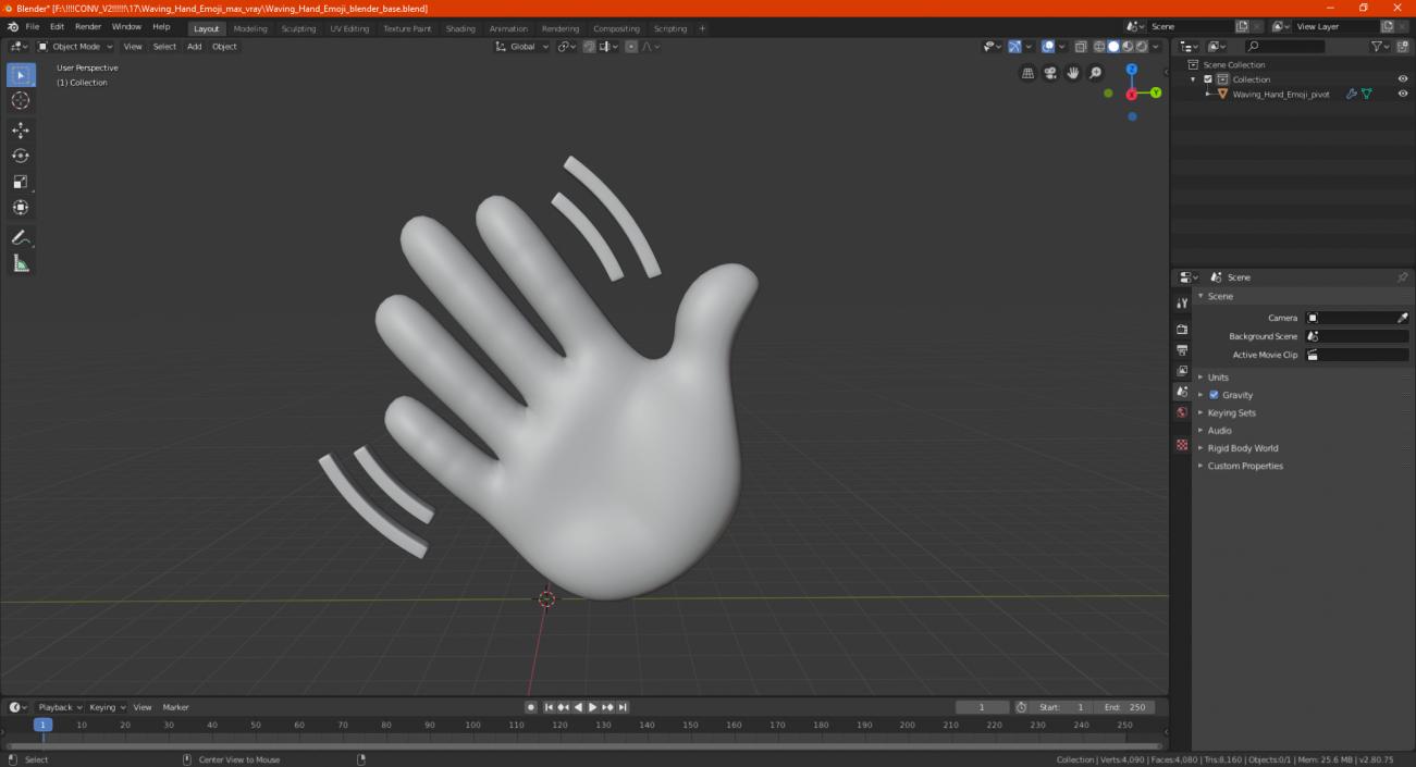 Waving Hand Emoji 3D