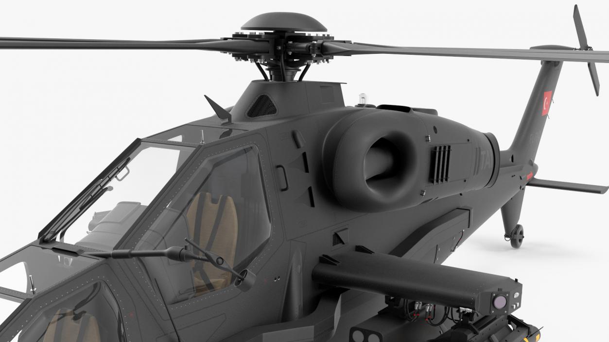 3D T129 ATAK Black Helicopter Rigged model