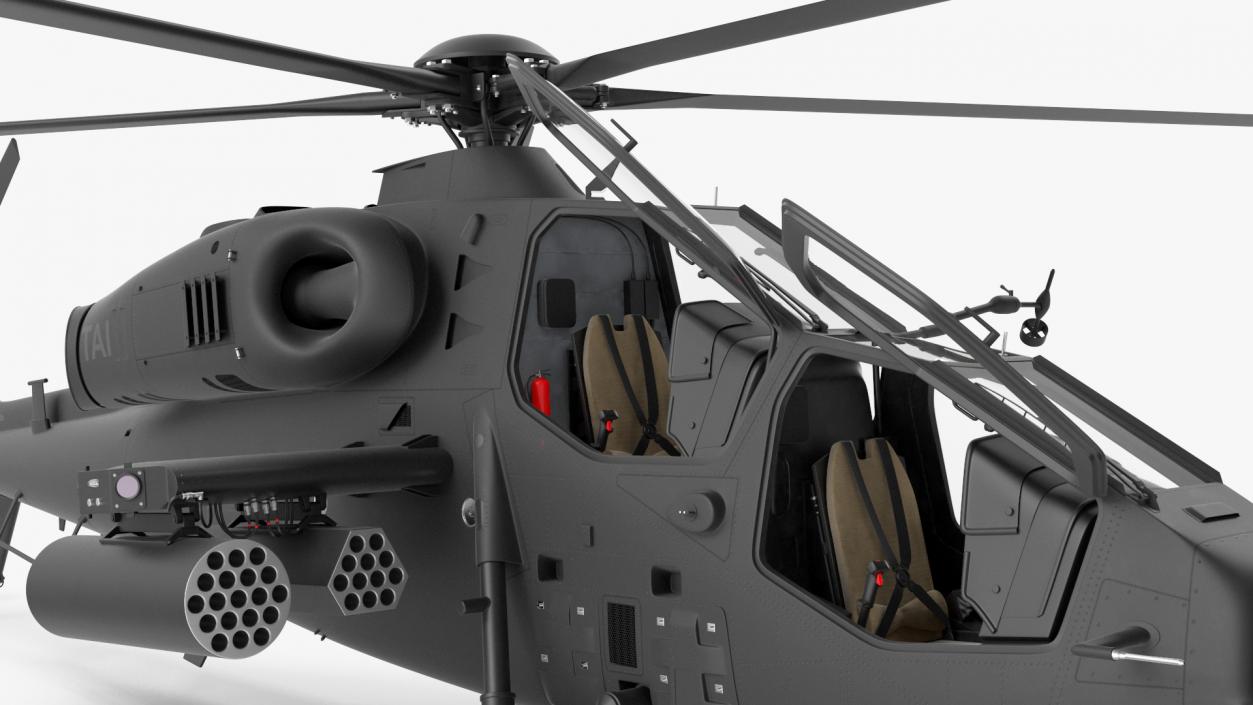 3D T129 ATAK Black Helicopter Rigged model