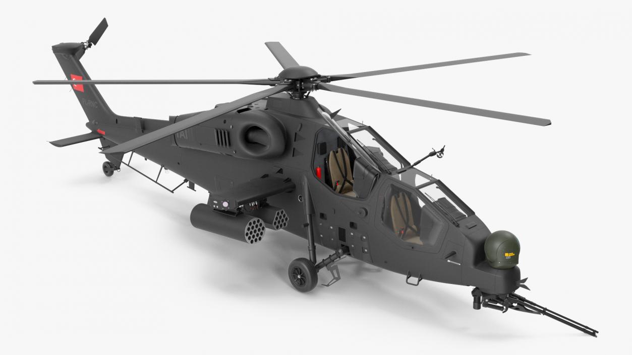 3D T129 ATAK Black Helicopter Rigged model