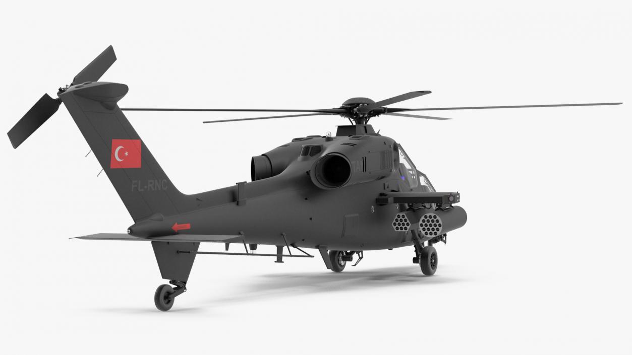 3D T129 ATAK Black Helicopter Rigged model