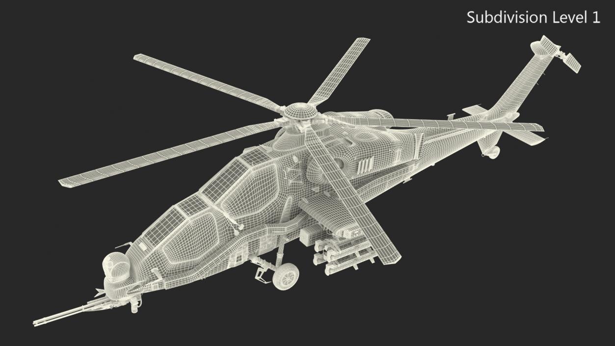 3D T129 ATAK Black Helicopter Rigged model