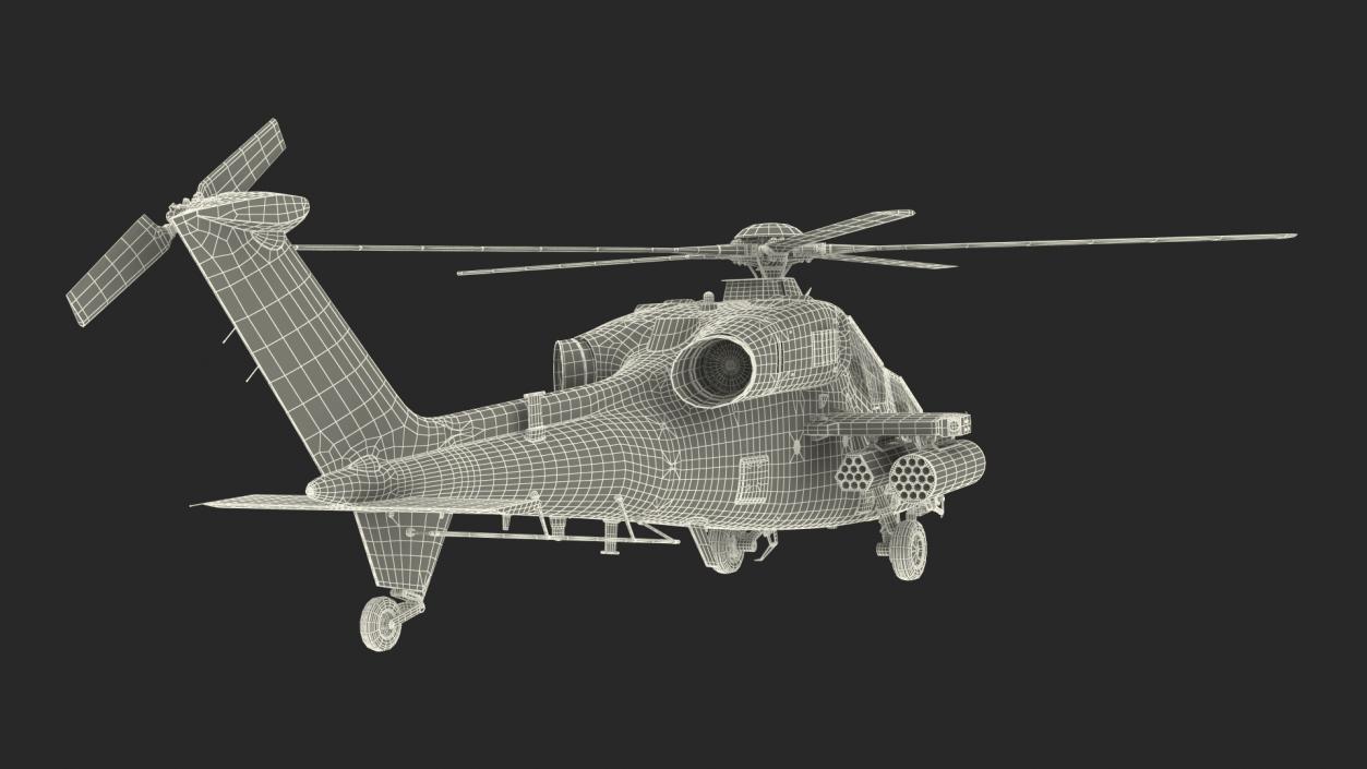 3D T129 ATAK Black Helicopter Rigged model