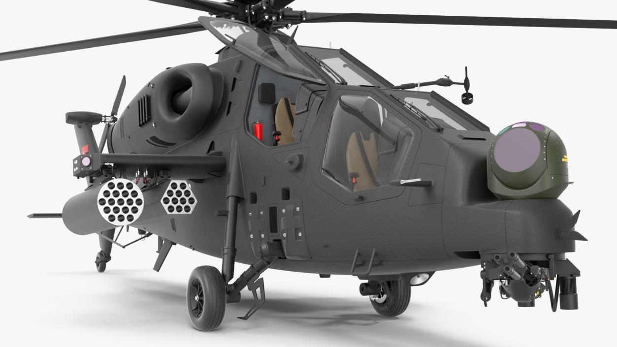 3D T129 ATAK Black Helicopter Rigged model