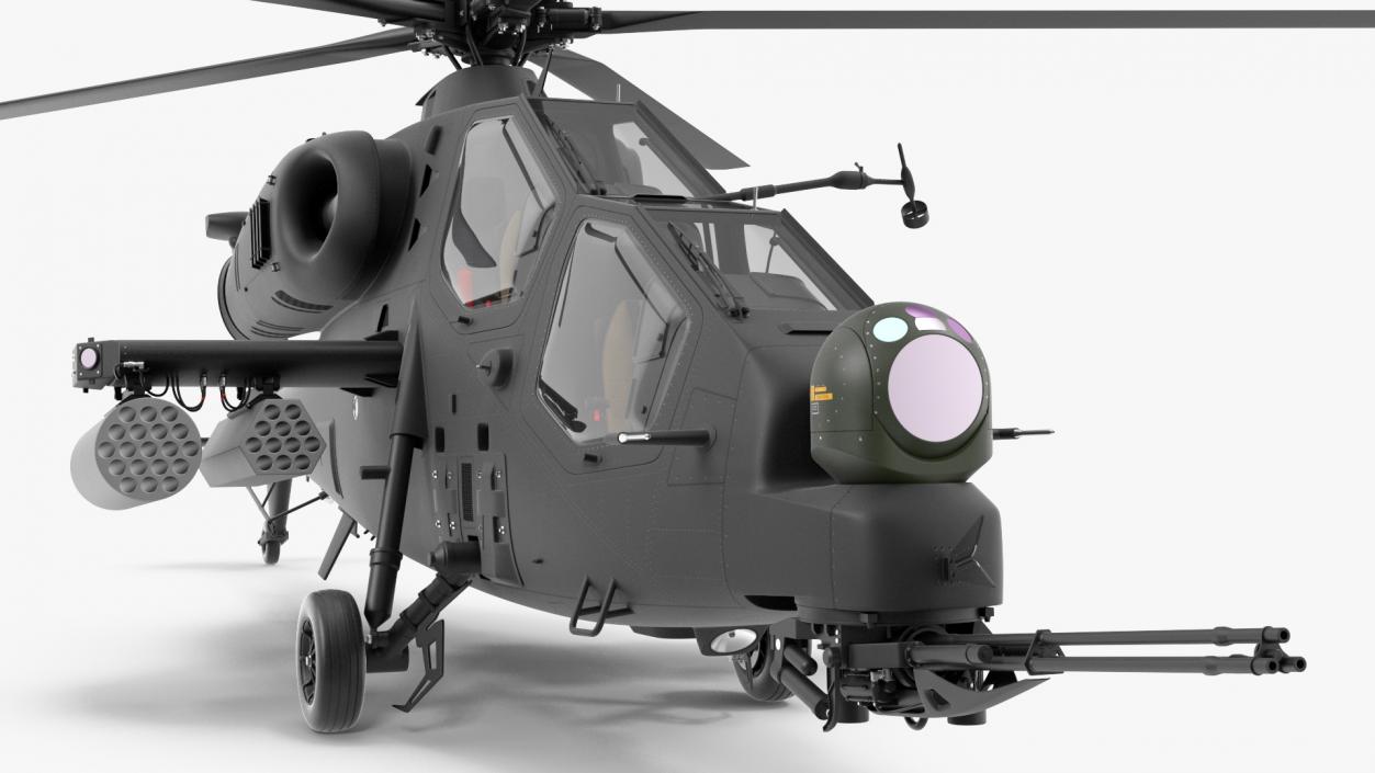 3D T129 ATAK Black Helicopter Rigged model