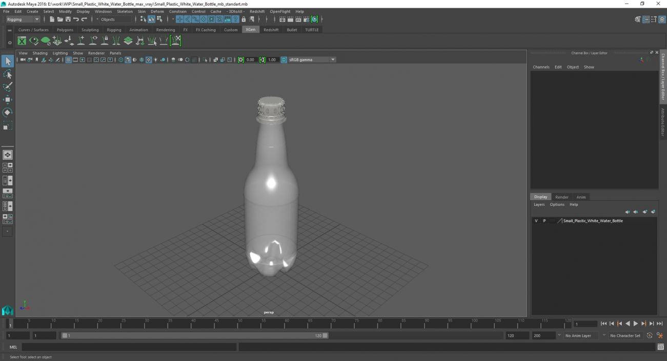 Small Plastic White Water Bottle 3D