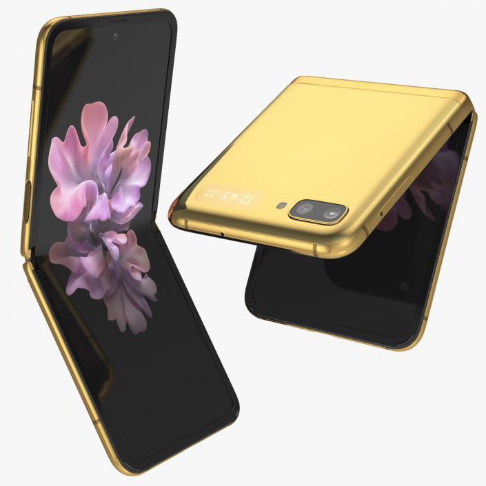 3D model Samsung Galaxy Z Flip Mirror Gold Rigged