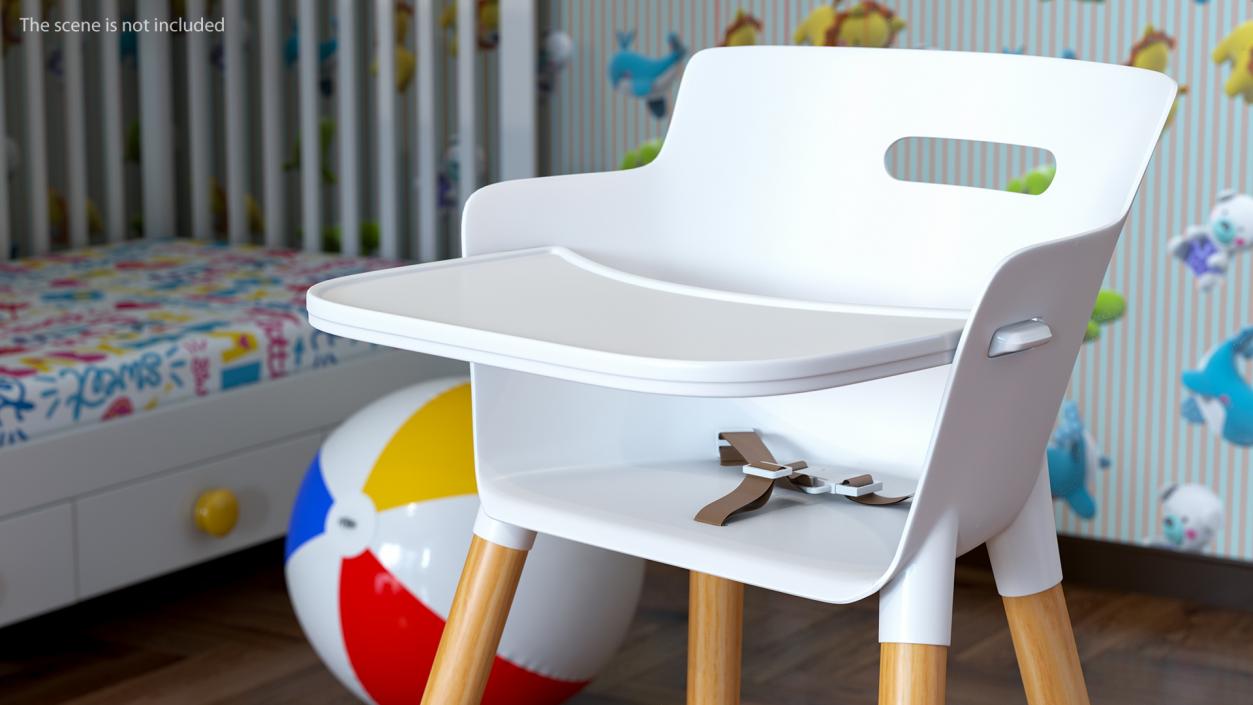 3D Wooden Adjustable Baby High Chair model