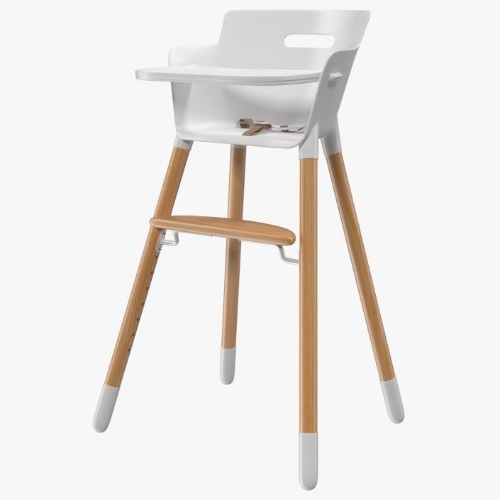 3D Wooden Adjustable Baby High Chair model