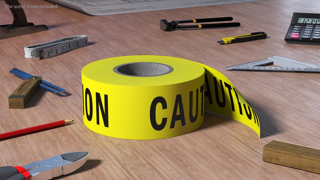 Yellow Caution Tape Roll 3D model