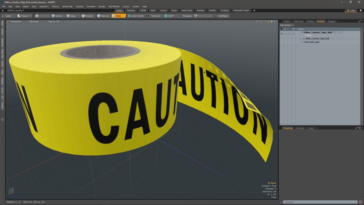 Yellow Caution Tape Roll 3D model