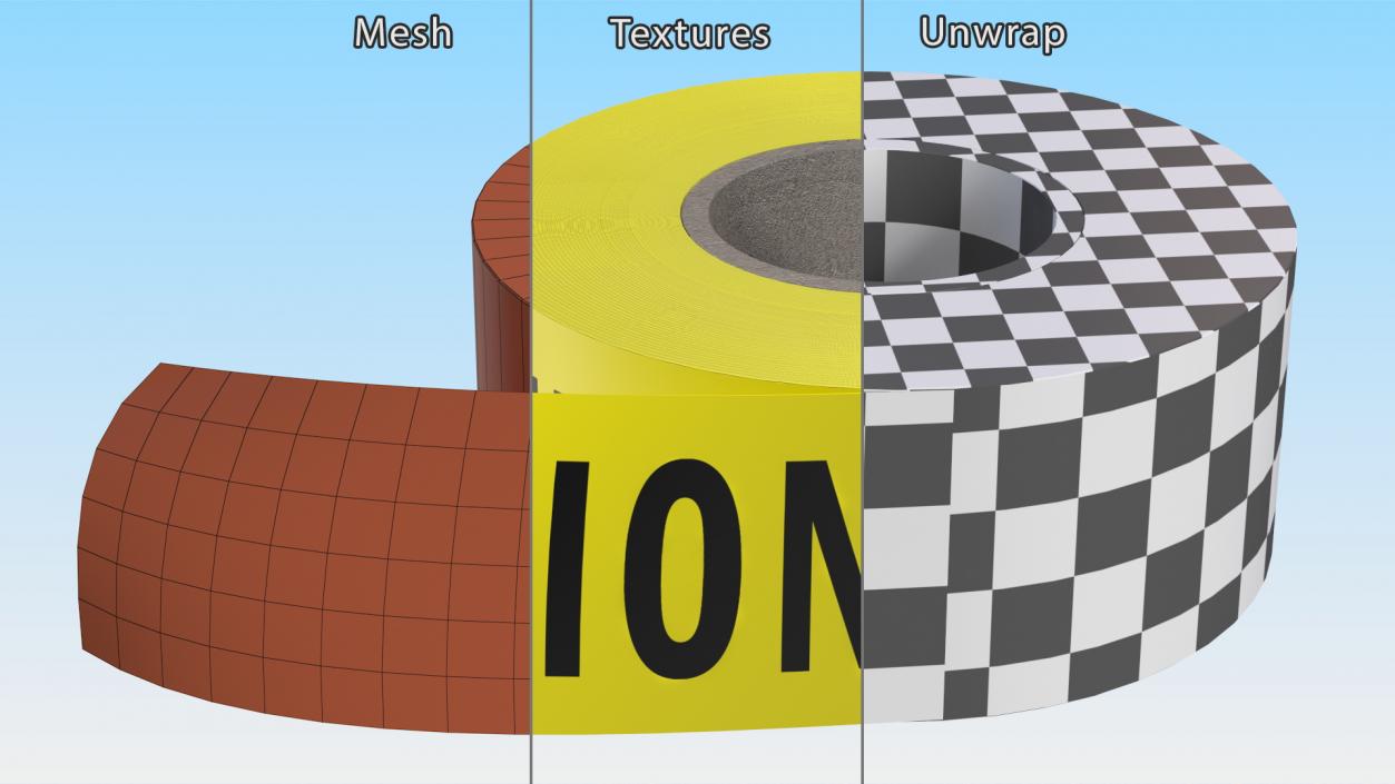 Yellow Caution Tape Roll 3D model