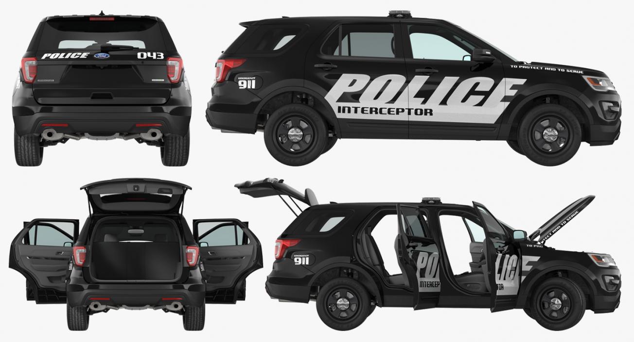 3D model Ford Police Interceptor Unit 2016 Rigged