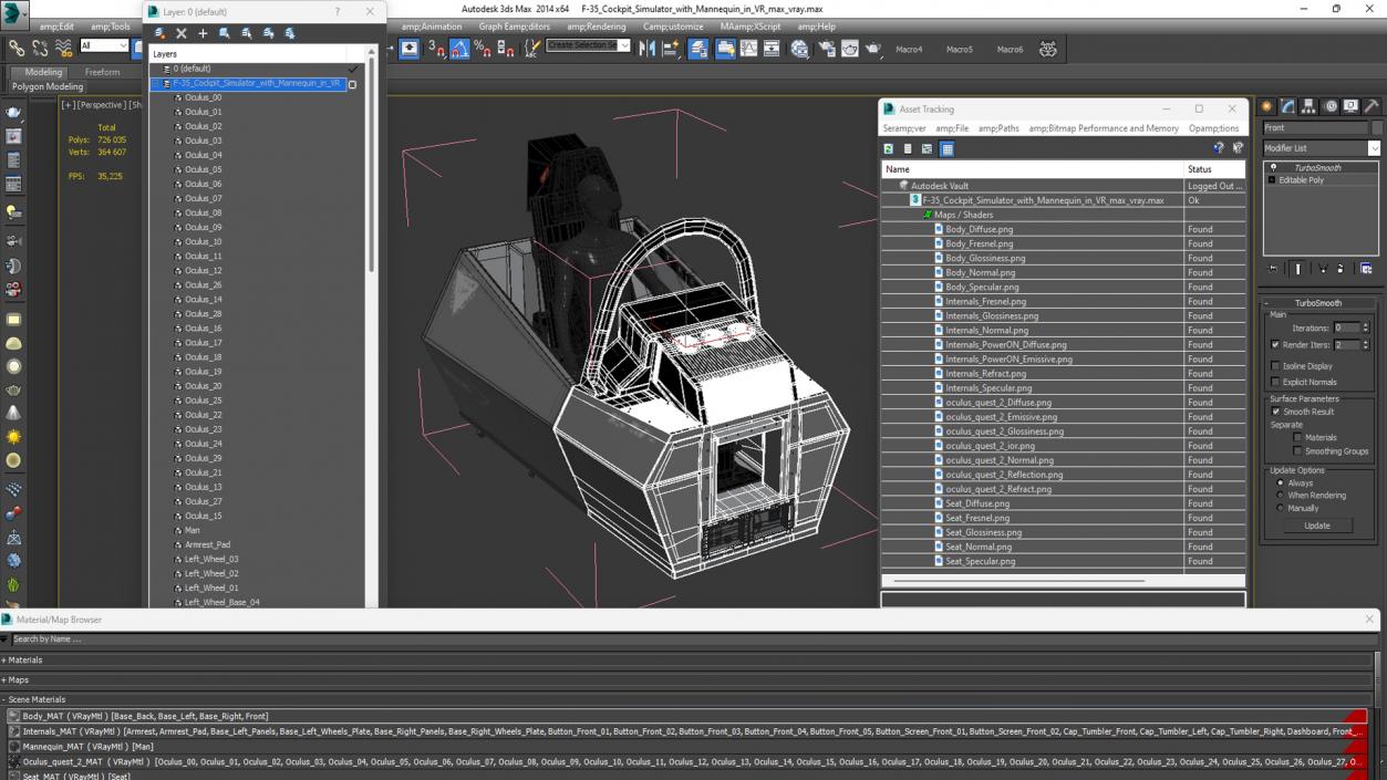 3D model F-35 Cockpit Simulator with Mannequin in VR 2