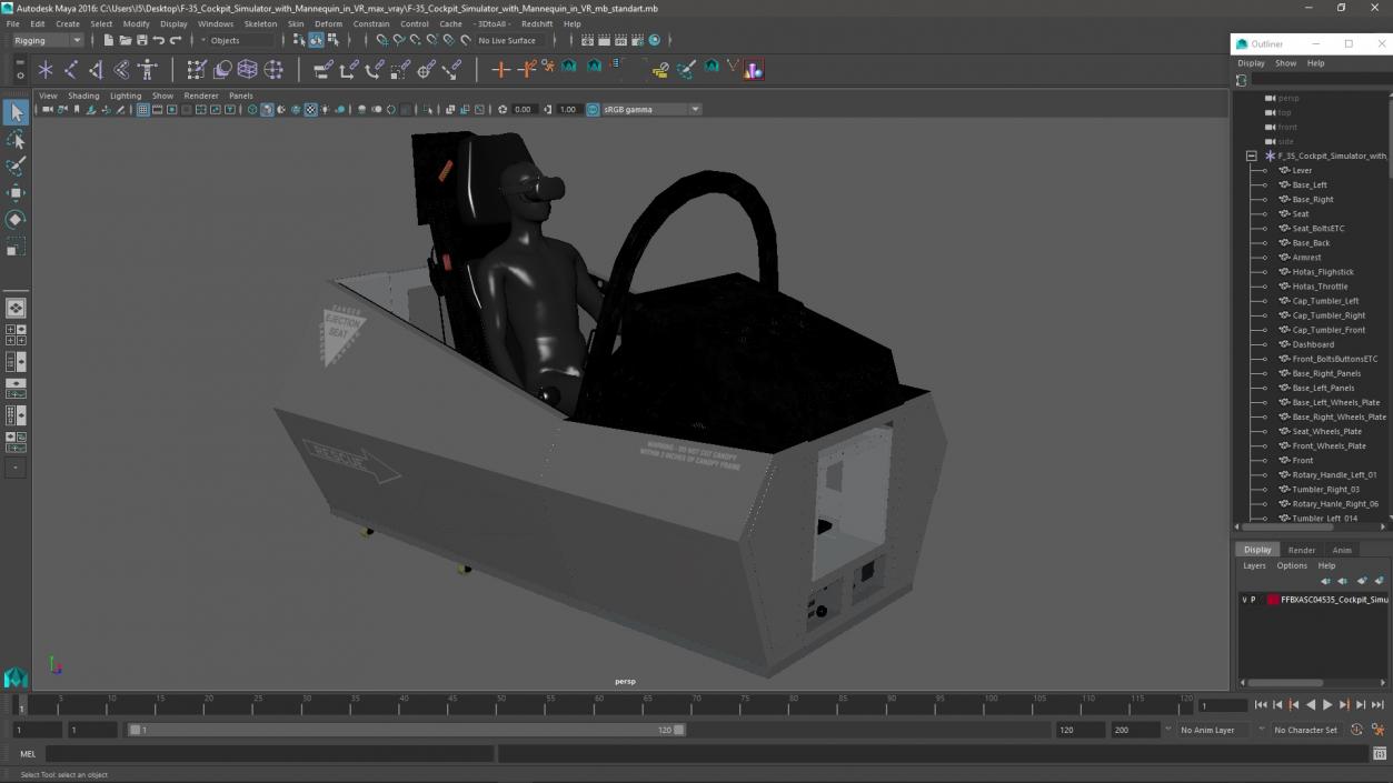 3D model F-35 Cockpit Simulator with Mannequin in VR 2