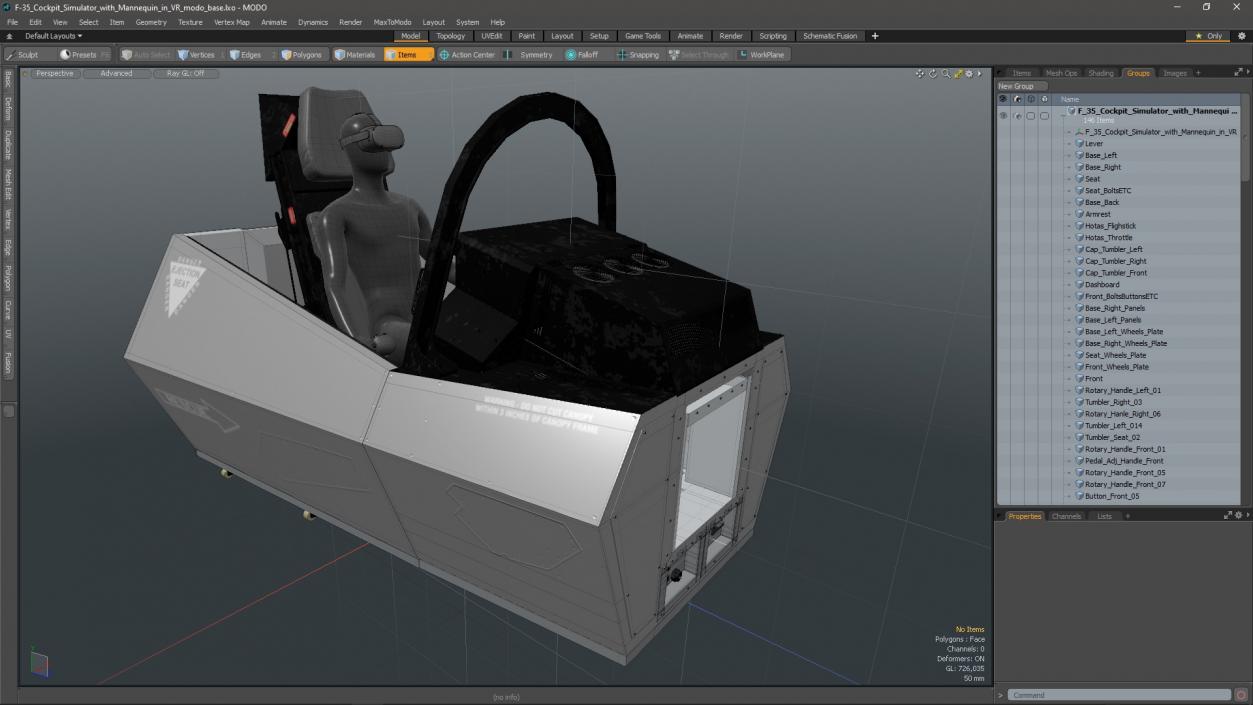 3D model F-35 Cockpit Simulator with Mannequin in VR 2