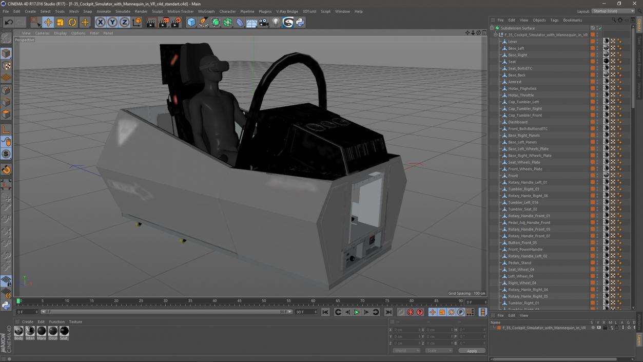 3D model F-35 Cockpit Simulator with Mannequin in VR 2