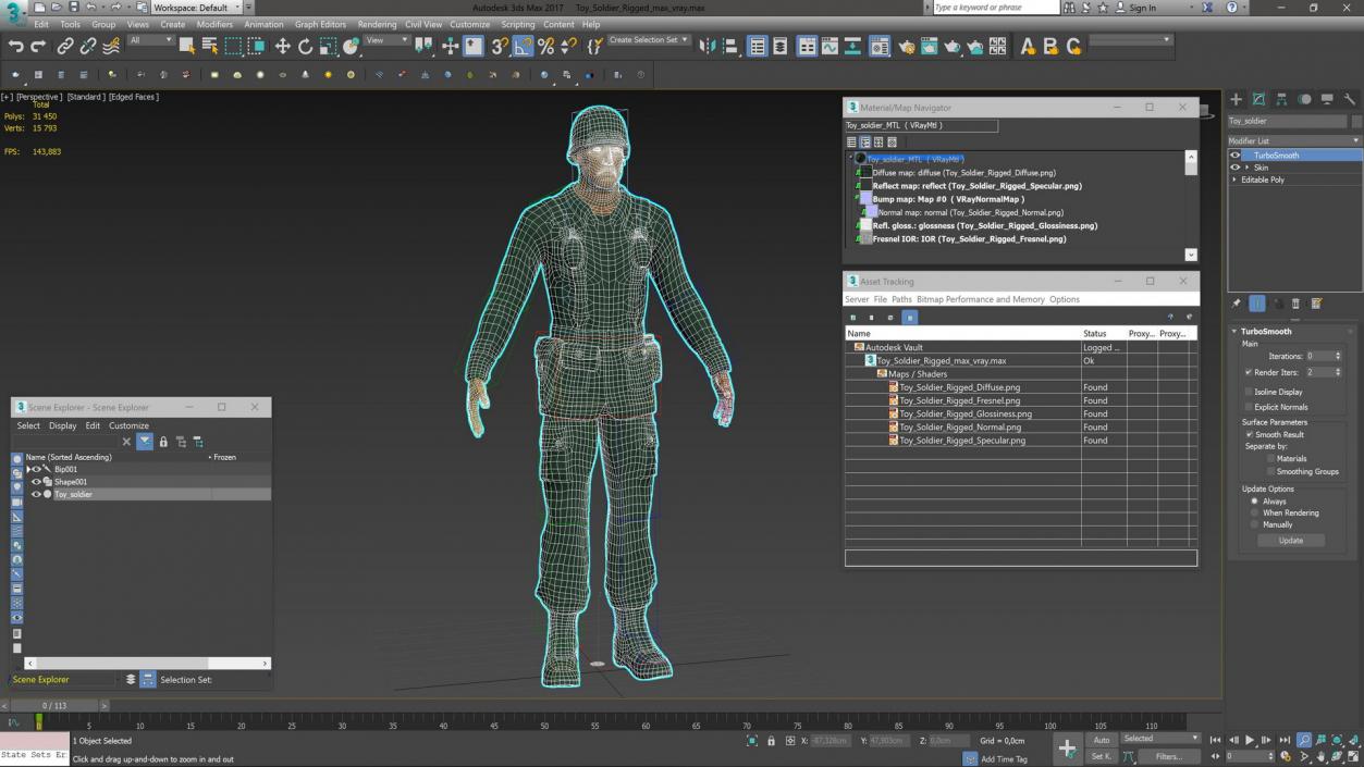 3D Toy Soldier Rigged model