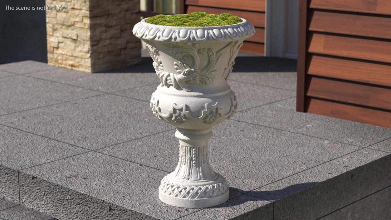 Planter Urn With Moss Garden h75 3D