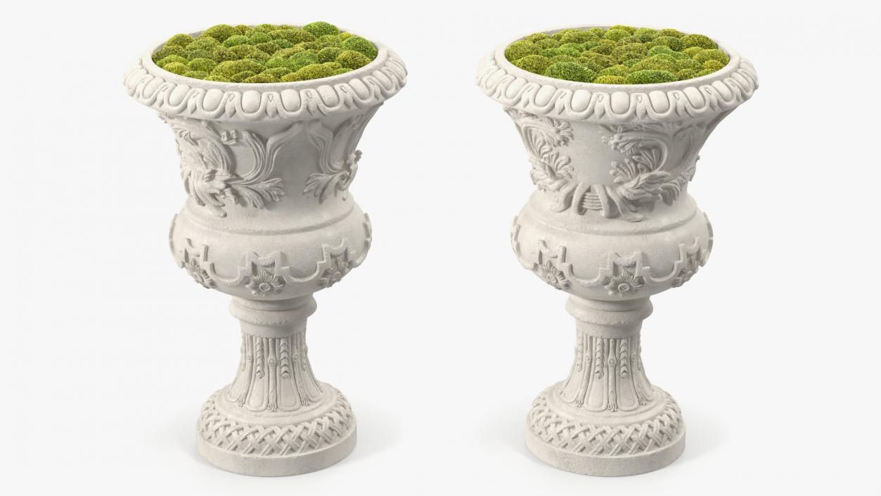 Planter Urn With Moss Garden h75 3D