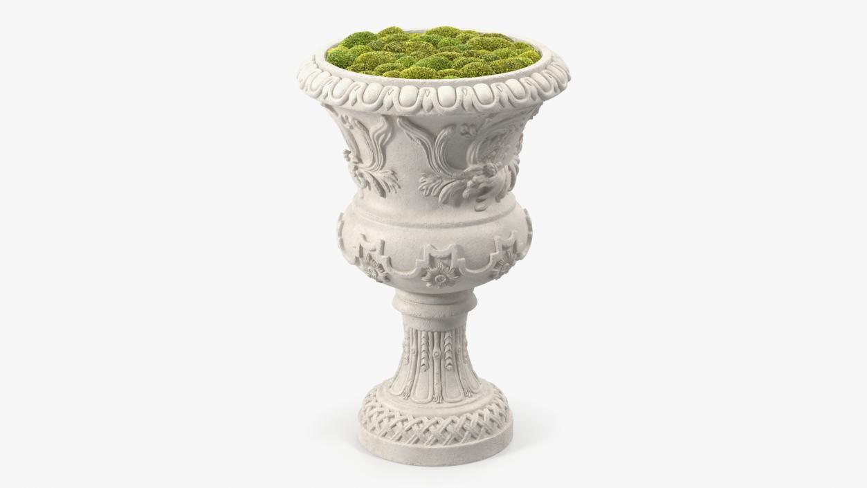 Planter Urn With Moss Garden h75 3D