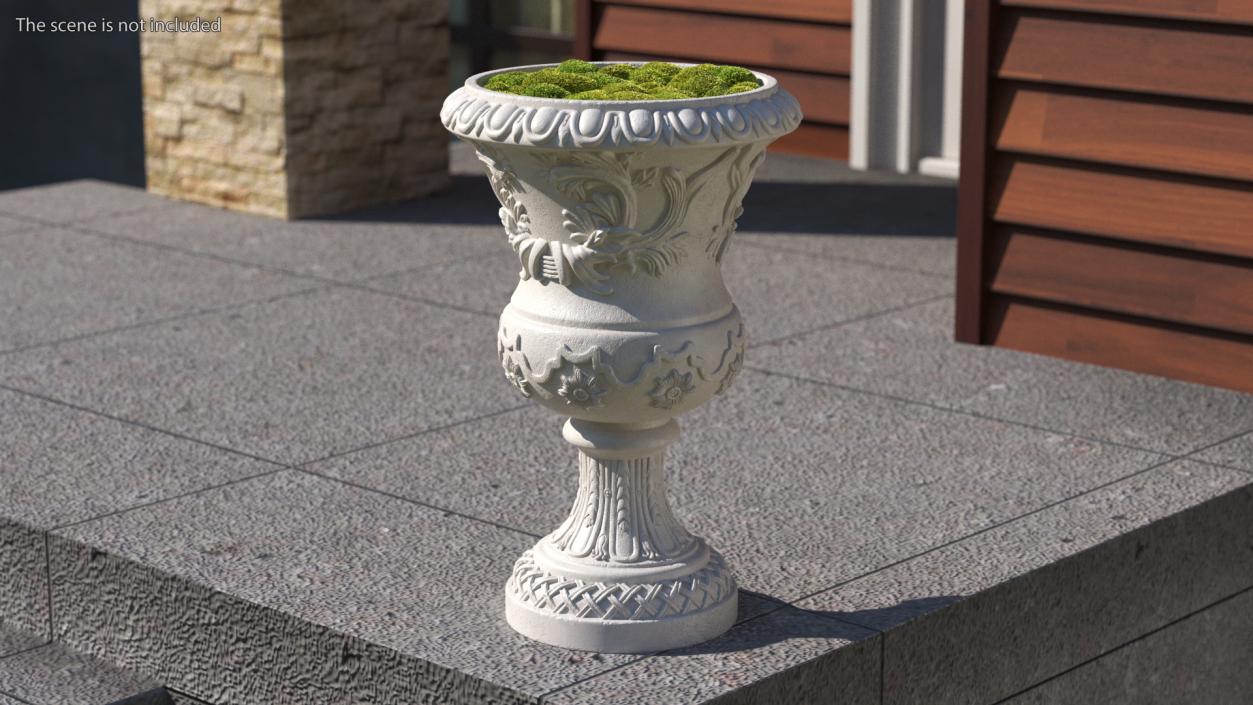 Planter Urn With Moss Garden h70 3D