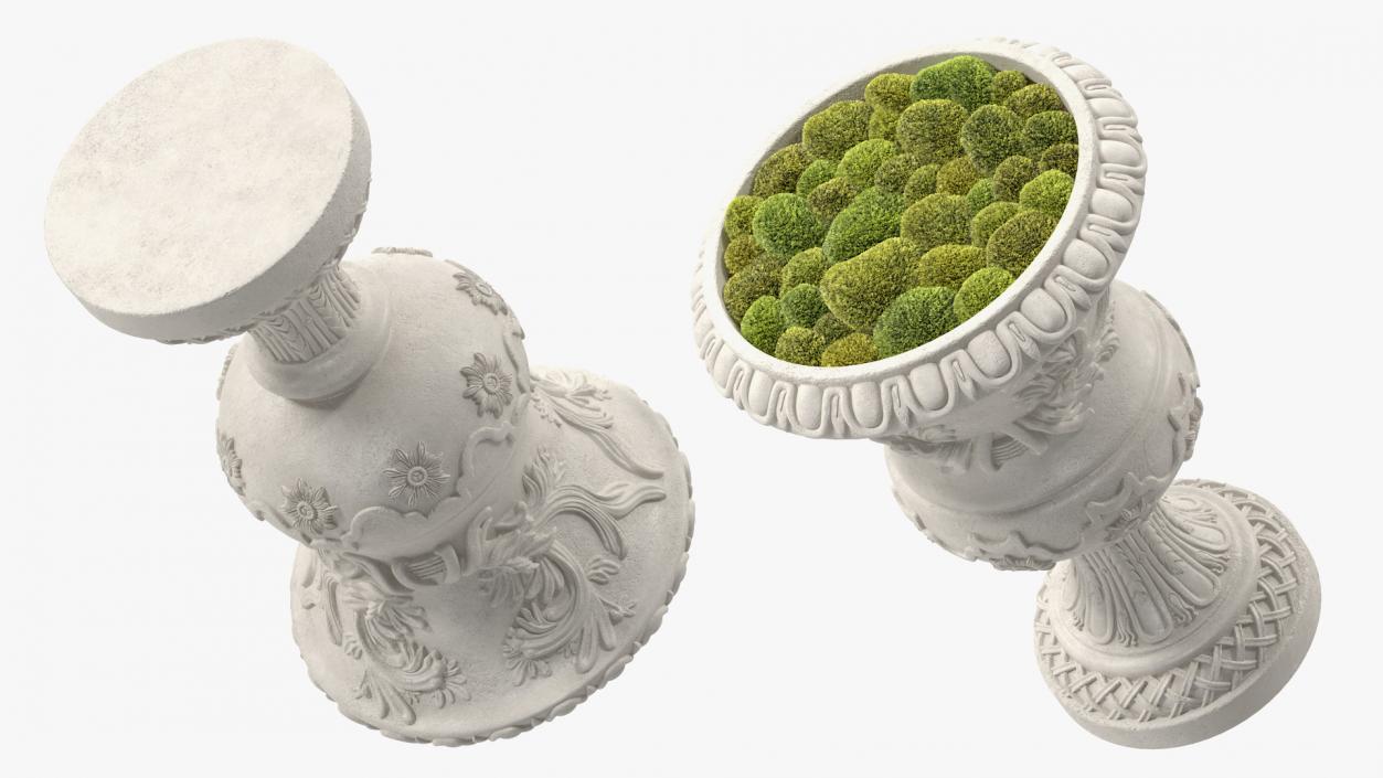 Planter Urn With Moss Garden h70 3D