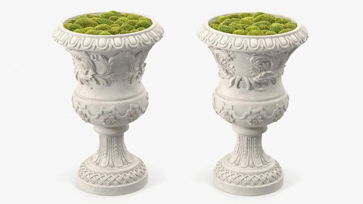 Planter Urn With Moss Garden h70 3D