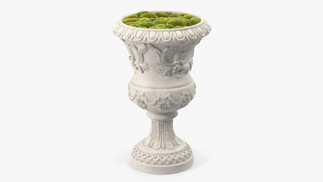 Planter Urn With Moss Garden h70 3D