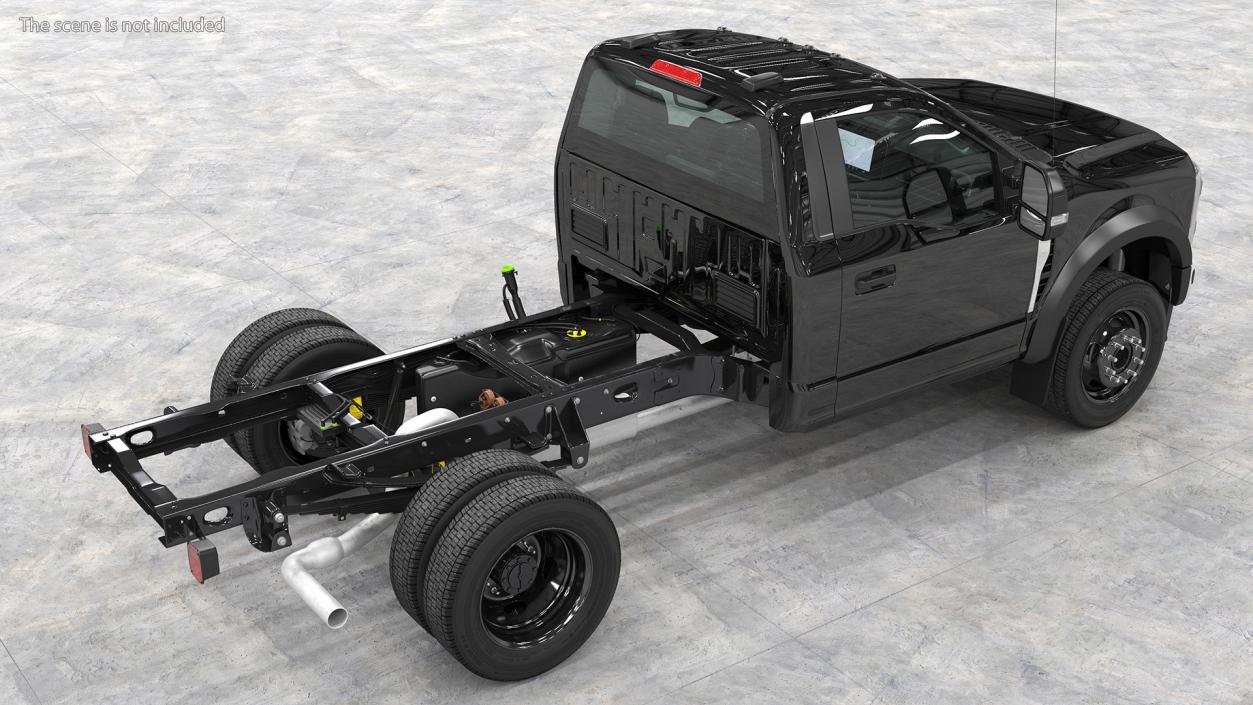 Two Doors Chassis Cab Black Rigged 3D model