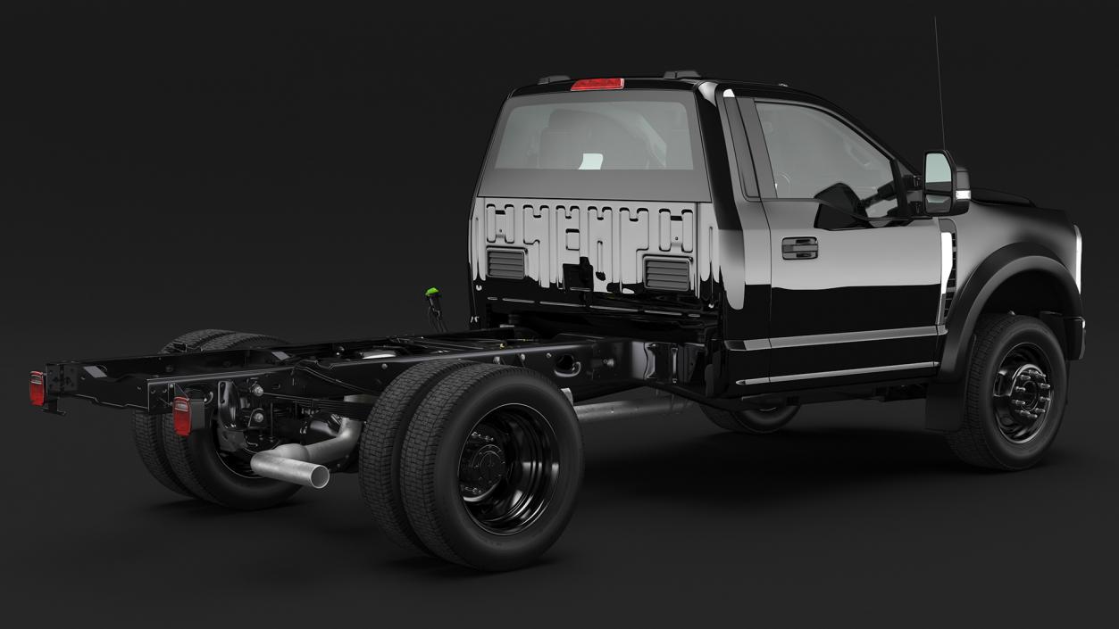 Two Doors Chassis Cab Black Rigged 3D model