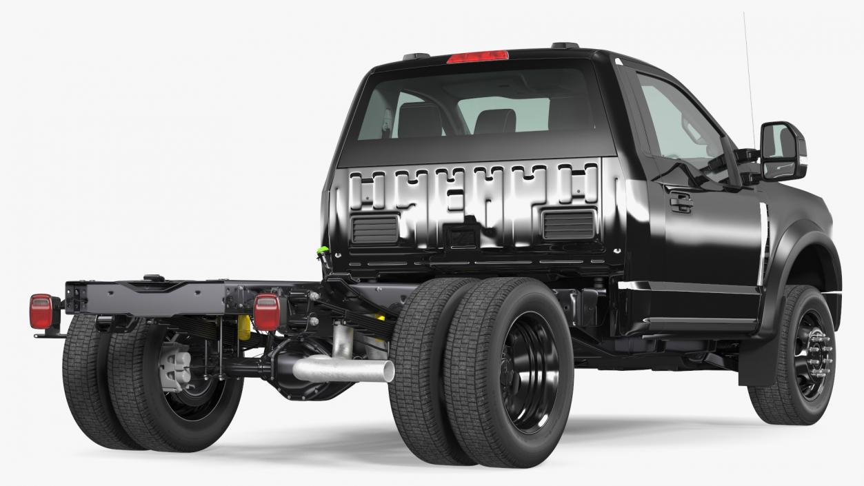 Two Doors Chassis Cab Black Rigged 3D model