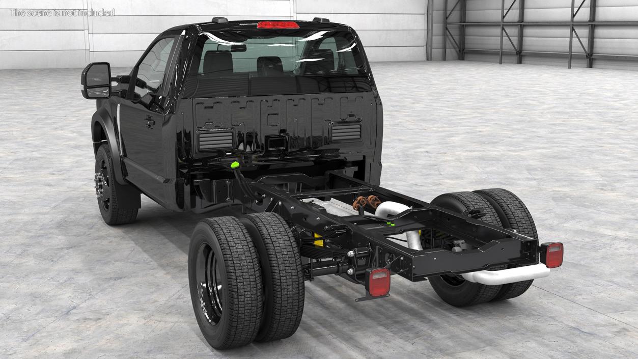 Two Doors Chassis Cab Black Rigged 3D model