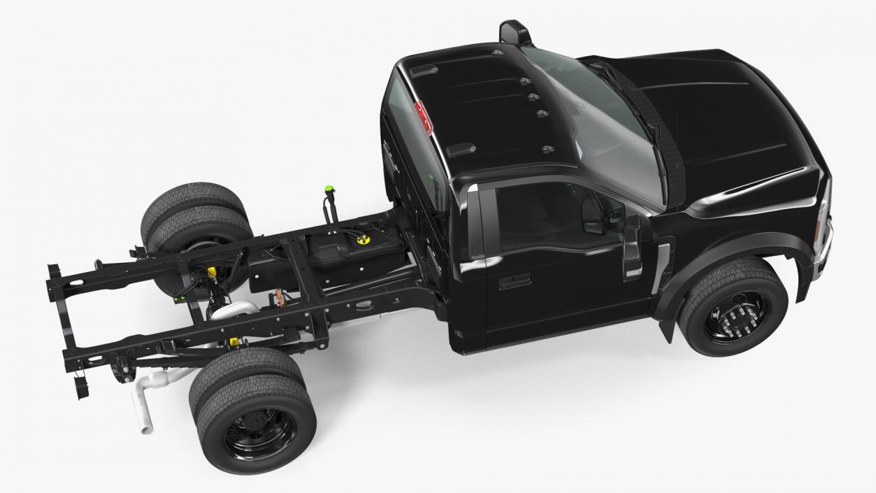 Two Doors Chassis Cab Black Rigged 3D model