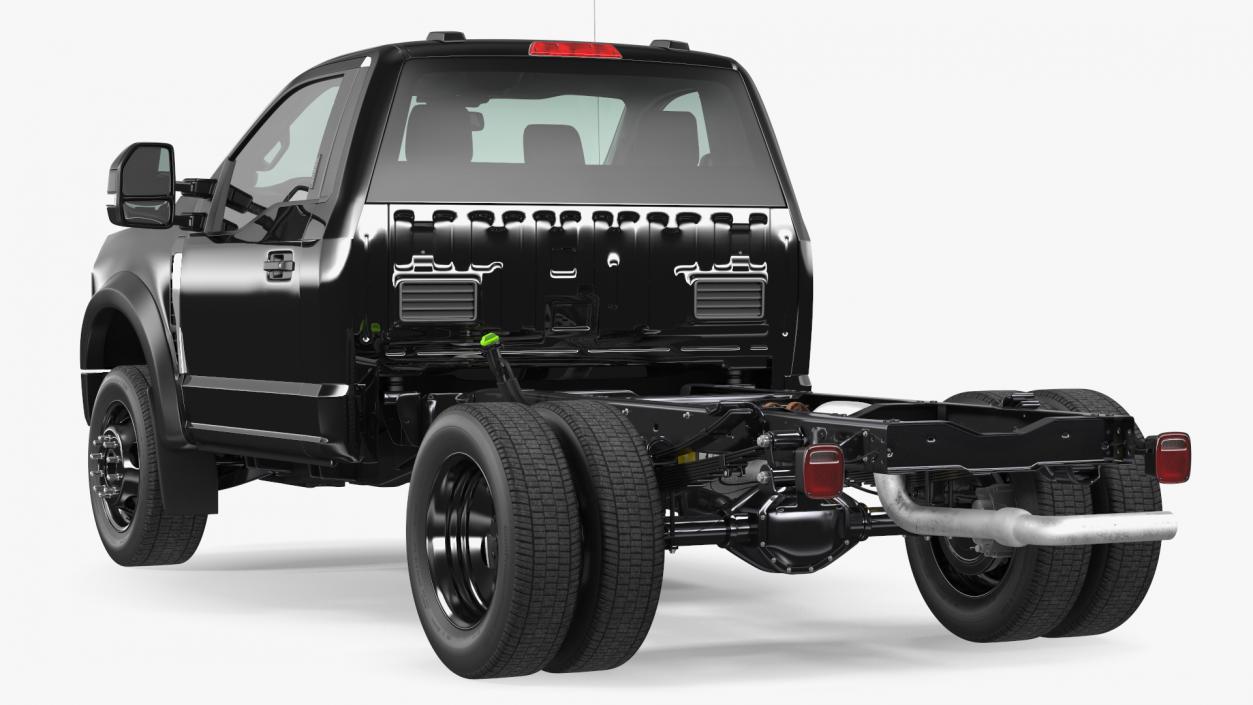 Two Doors Chassis Cab Black Rigged 3D model